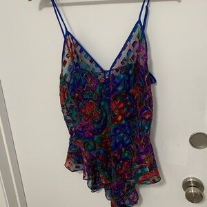 Vintage Victoria’s Secret Colorful Floral Onesie Large